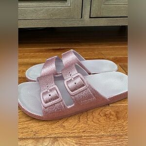 Freedom Moses rubber pink glitter Birkenstocks